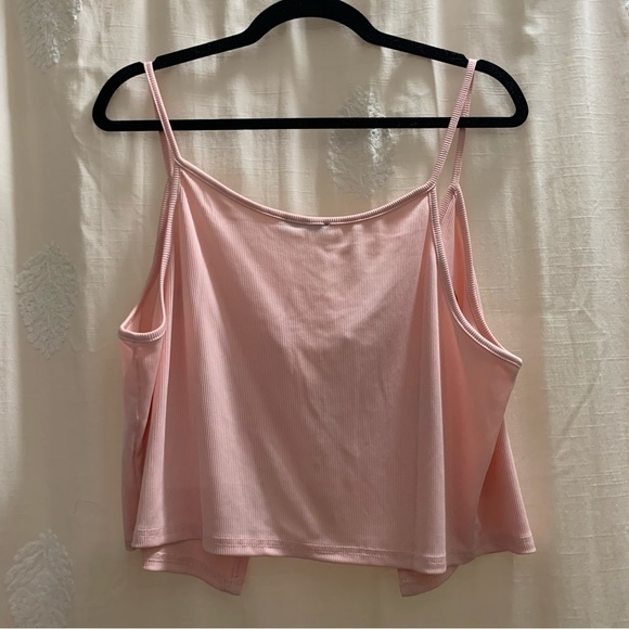 Baby Pink Strawberry Embroidered Cropped Self-Tie Cami NWOT - Picture 6 of 12